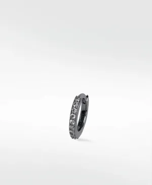 Modernist Pavé Medium 14K Black Rhodium Plated Gold Hoop w. Lab-Grown Diamond