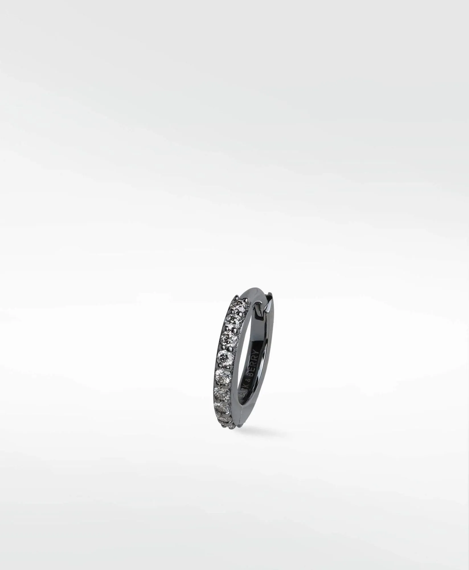 Modernist Pavé Medium 14K Black Rhodium Plated Gold Hoop w. Lab-Grown Diamond