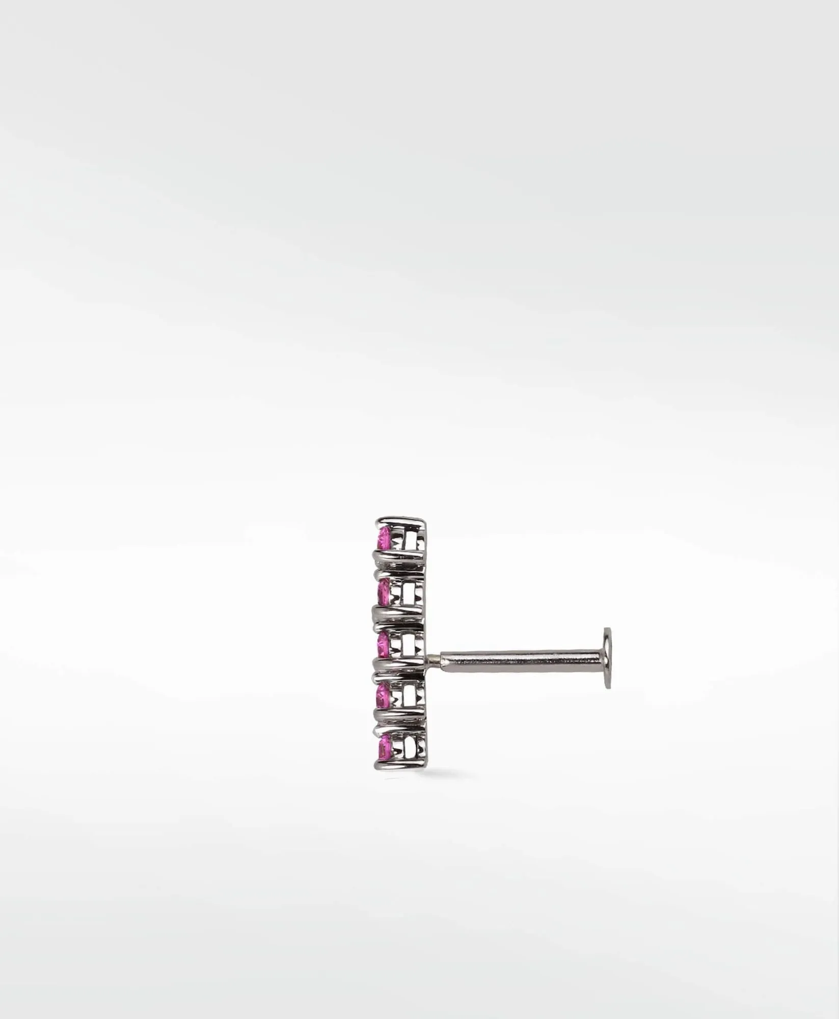 Modernist Tennis Small 14K Whitegold Ear Crawler Stud w. Purple Sapphires
