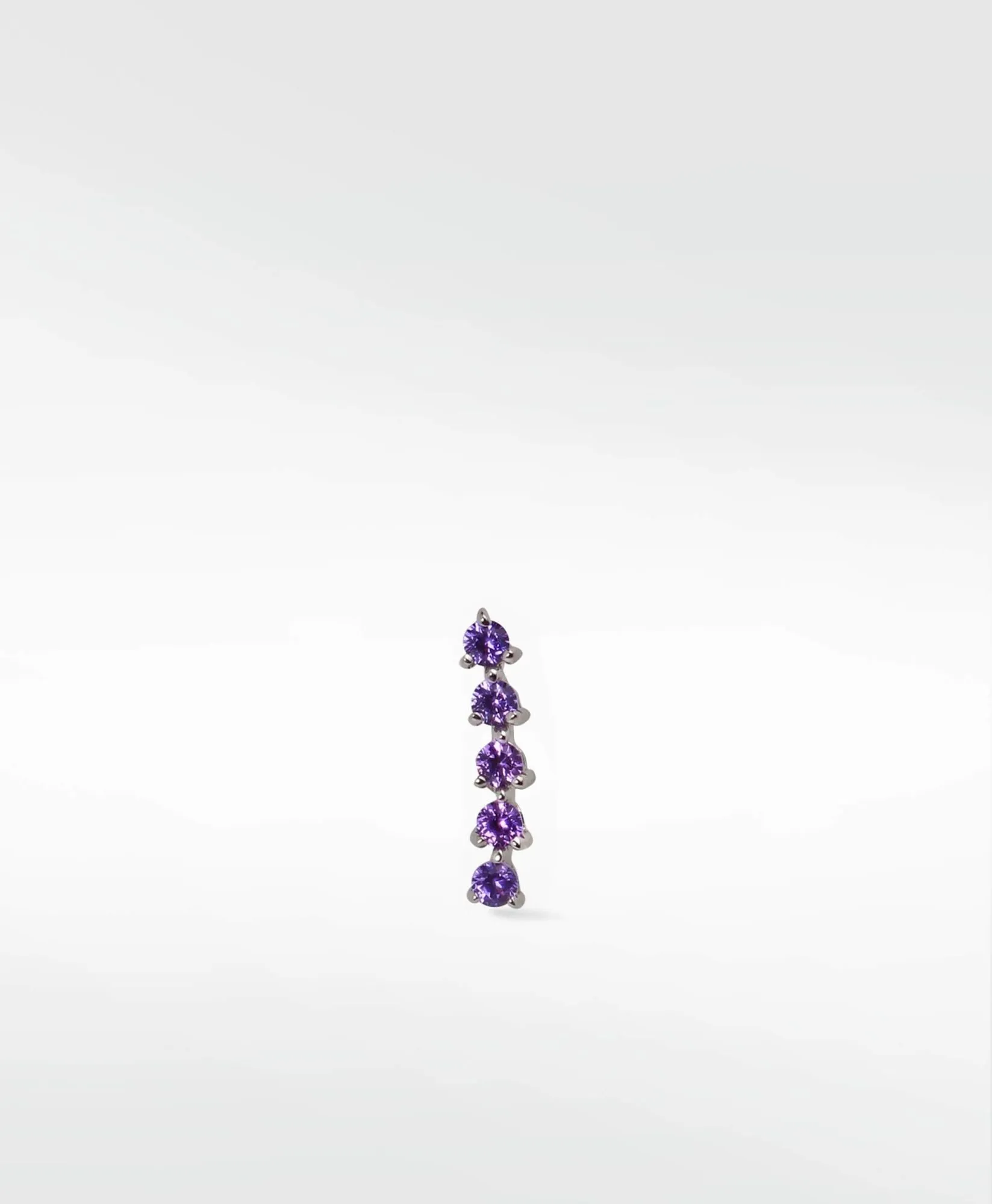 Modernist Tennis Small 14K Whitegold Ear Crawler Stud w. Purple Sapphires