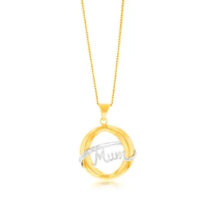 MUM Diamond Pendant in 9ct Yellow Gold Shiels
