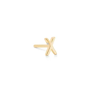 My X 18K Gold Stud w. Diamond