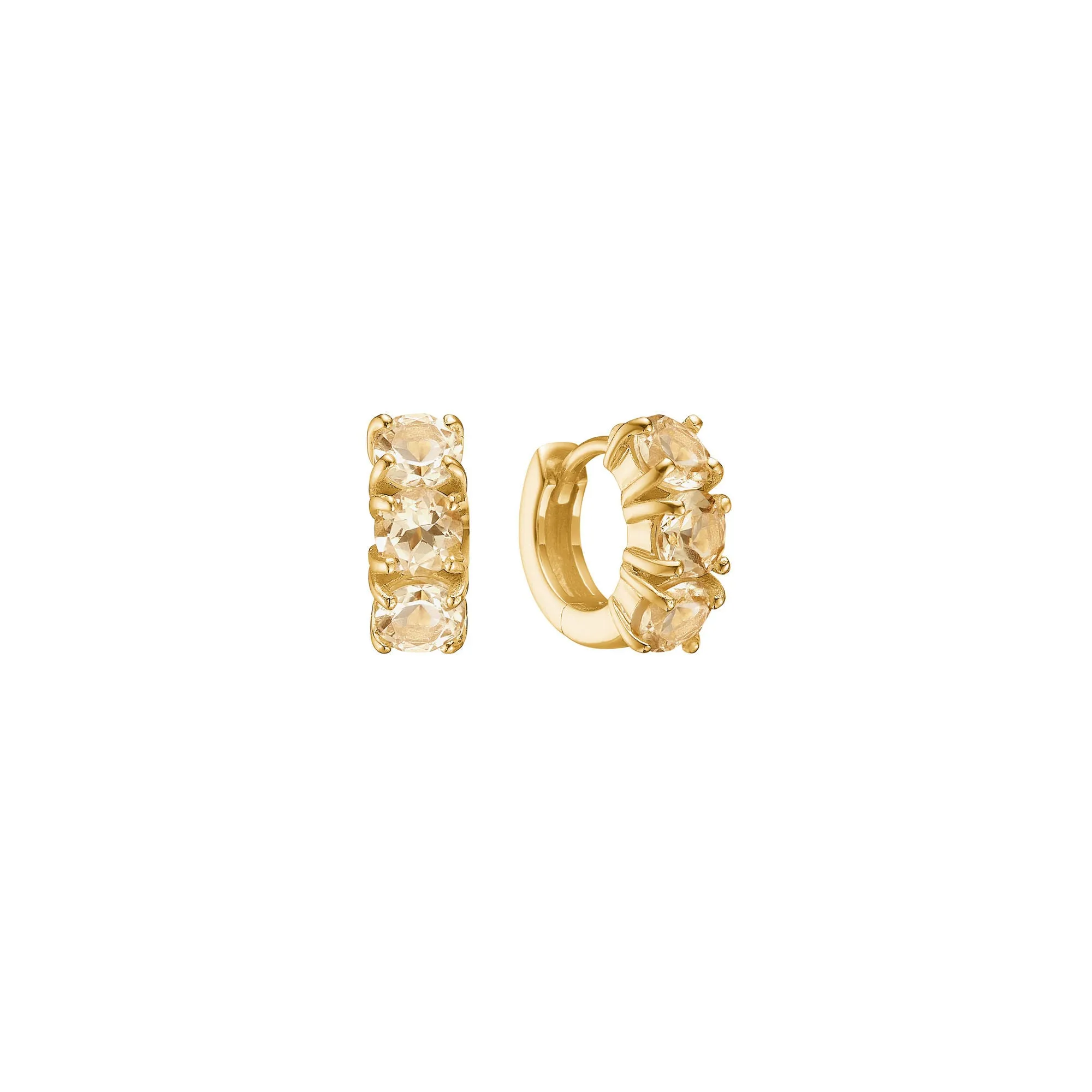 Olalla mini 18K Gold Plated Hoop w. Quartz