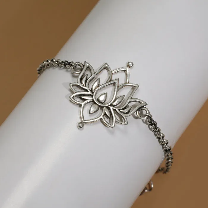 Oxidised Silver Lotus Bracelet Giva