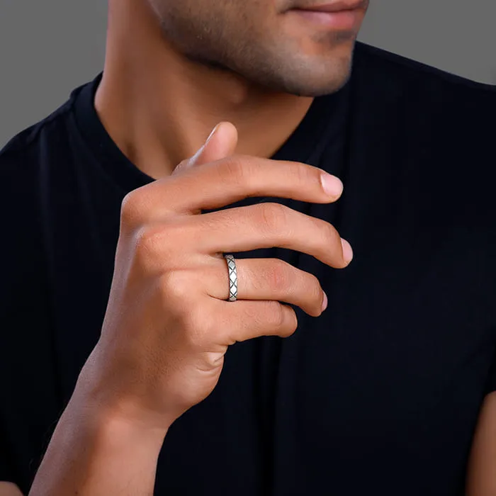 Oxidised Silver Rider Edge Ring For Him Giva