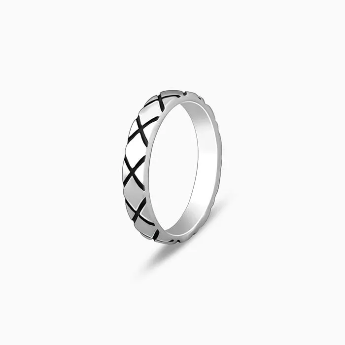 Oxidised Silver Rider Edge Ring For Him Giva