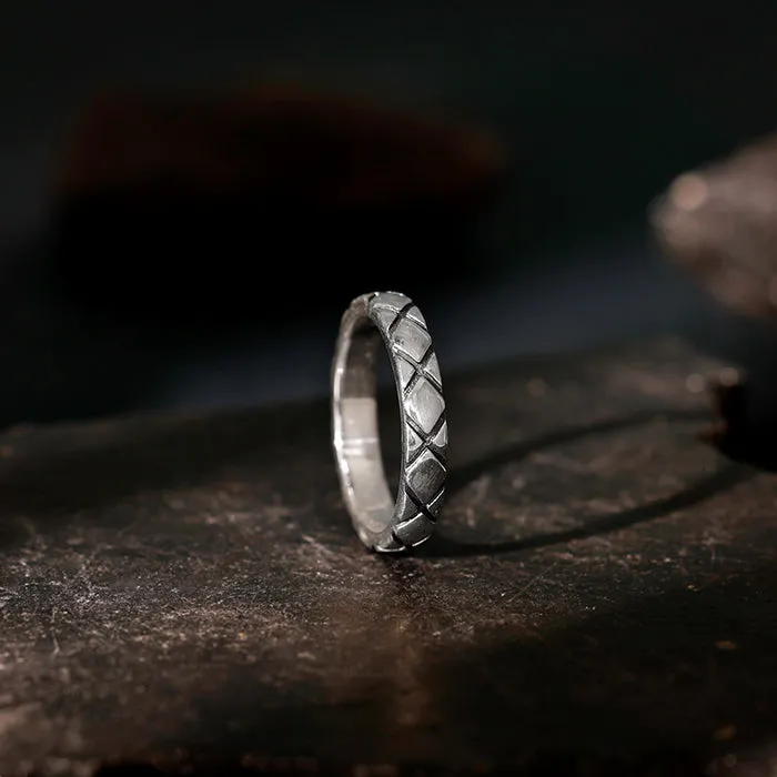 Oxidised Silver Rider Edge Ring For Him Giva