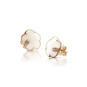 Pasquale Bruni Petit Joli 18ct Rose Gold Diamond White Agate Stud Earrings