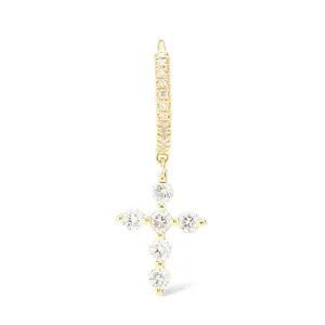 Pavéd Cross Piercing 18K Gold, Whitegold or Rosegold Hoop w. Diamond