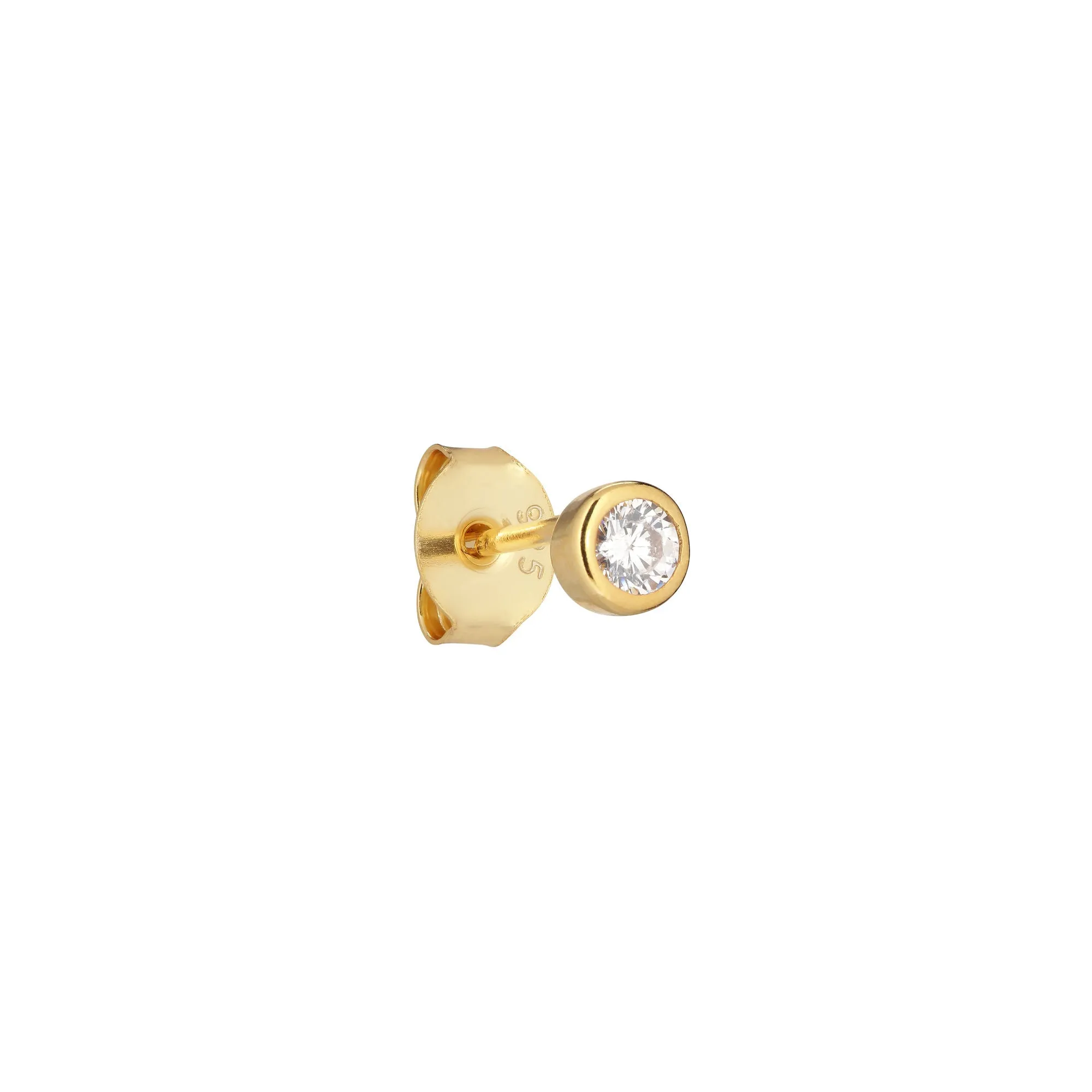 Petite 18K Gold Plated Stud w. White Zirconia