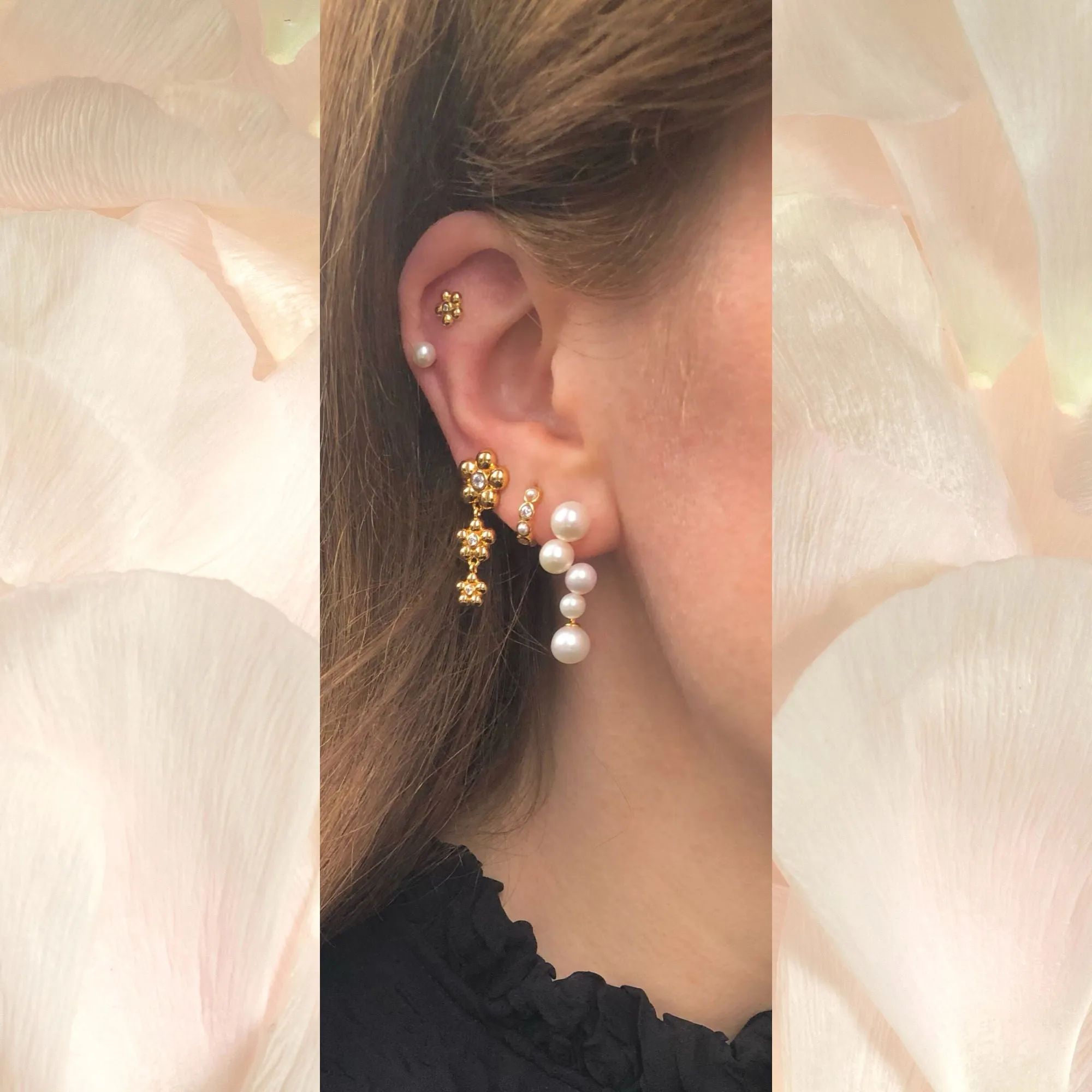 Polly 18K Gold Plated Stud w. Zirconias