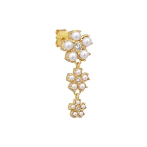 Poppy 18K Gold Plated Stud w. Zirconias & Pearls