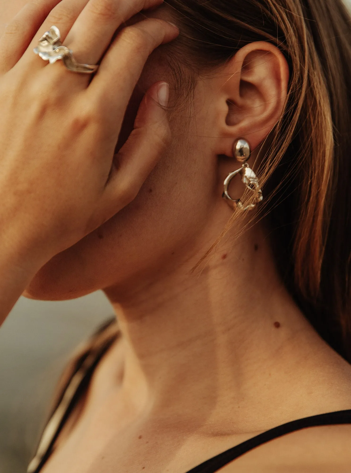 Puka Combi Silver Earrings