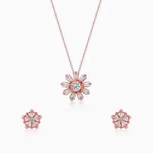 Rose Gold Baguette Flower Set with Link Chain Giva