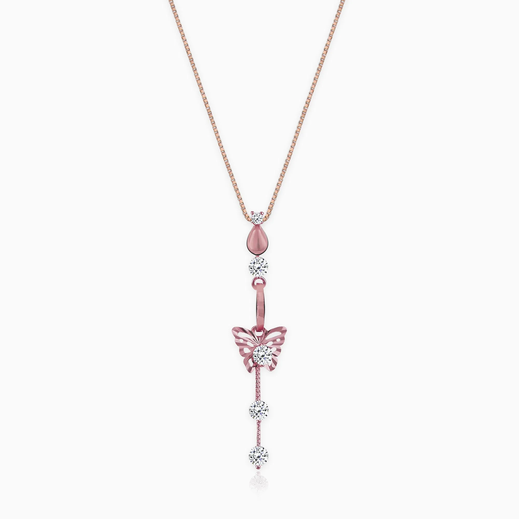 Rose Gold Charming Butterfly Pendant with Link Chain Giva