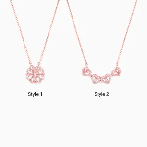 Rose Gold Clover Heart Convertible Necklace Giva
