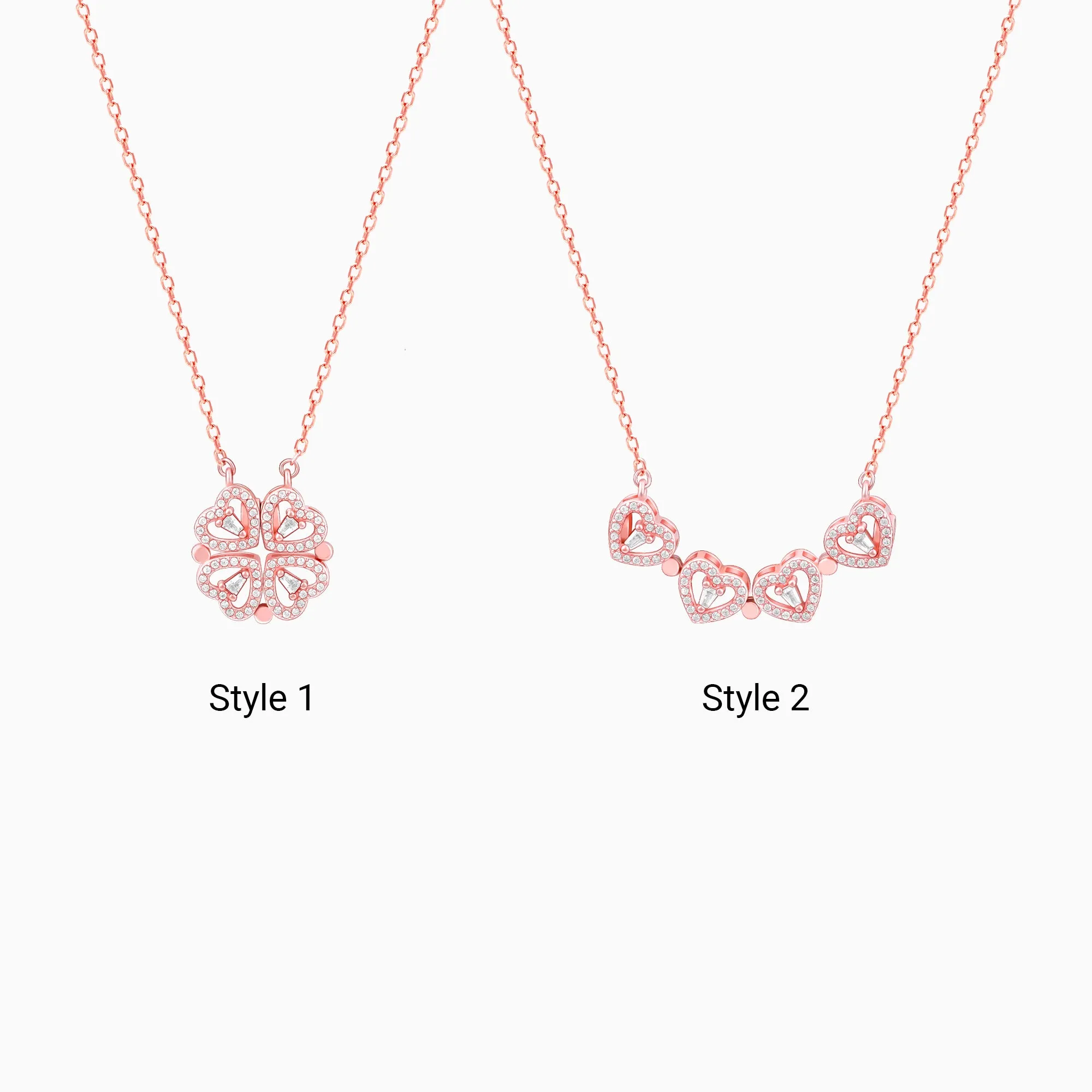 Rose Gold Clover Heart Convertible Necklace Giva