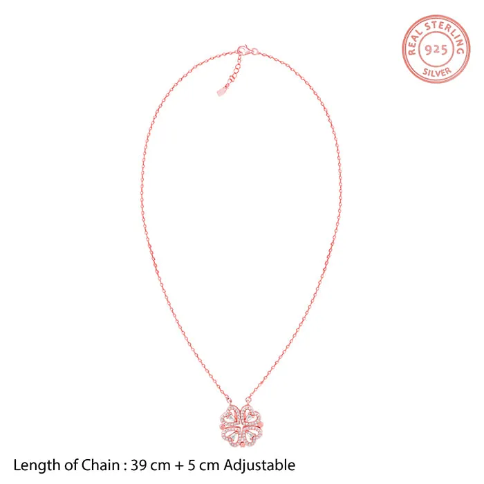 Rose Gold Clover Heart Convertible Necklace Giva