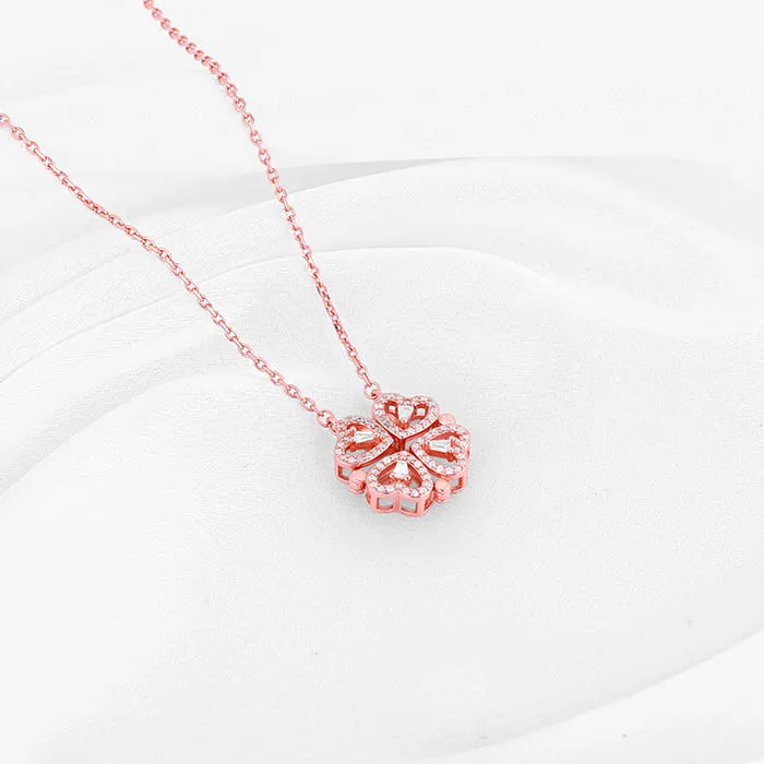 Rose Gold Clover Heart Convertible Necklace Giva