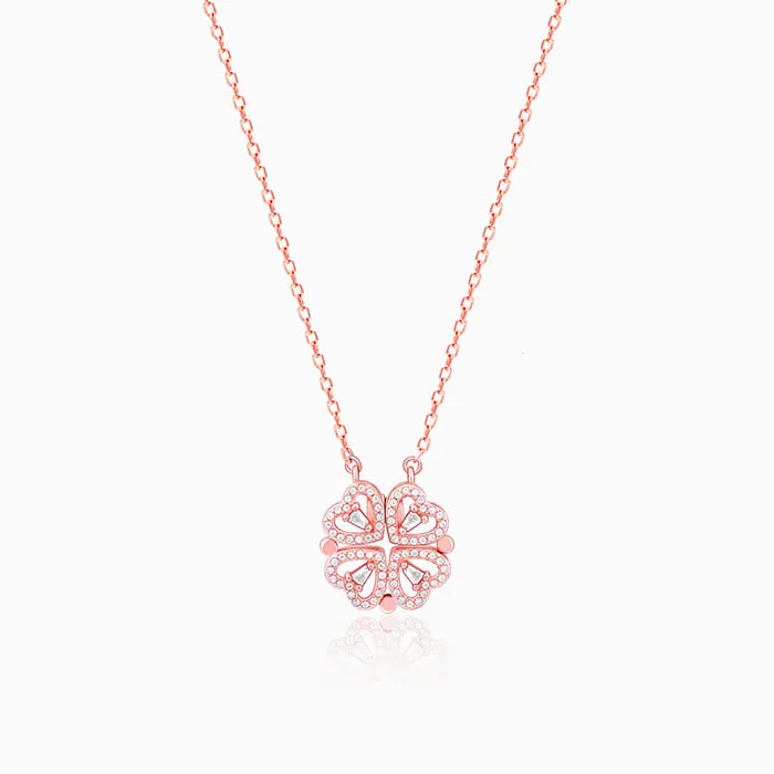 Rose Gold Clover Heart Convertible Necklace Giva