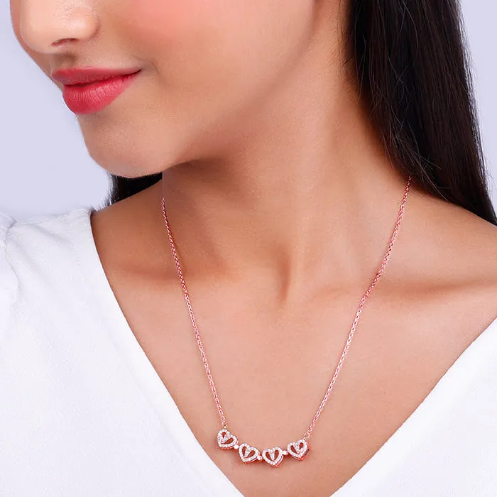 Rose Gold Clover Heart Convertible Necklace Giva
