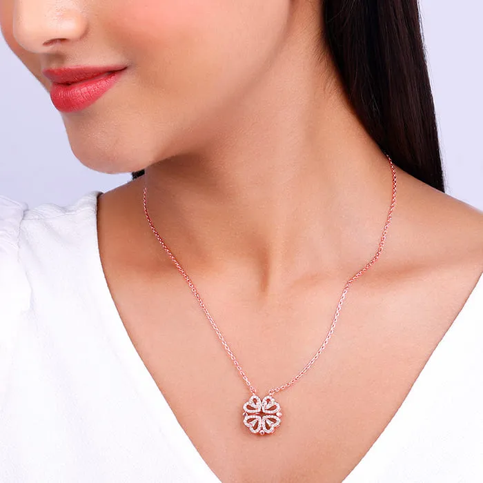 Rose Gold Clover Heart Convertible Necklace Giva