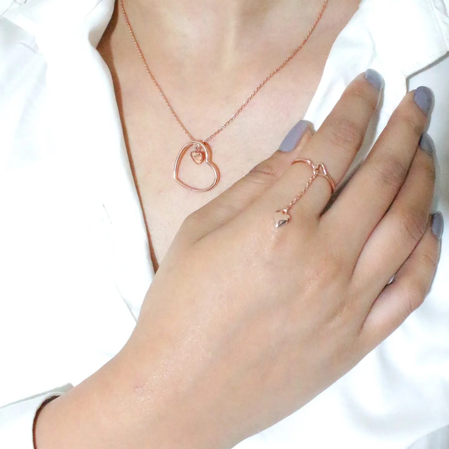 Rose Gold Entangled Heart Duo Giva