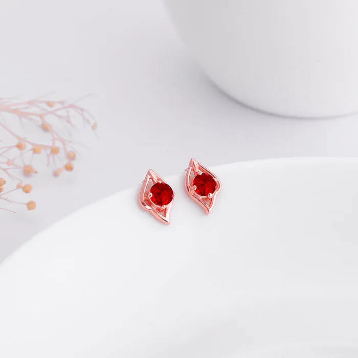Rose Gold Falling Dew in Red Earrings Giva