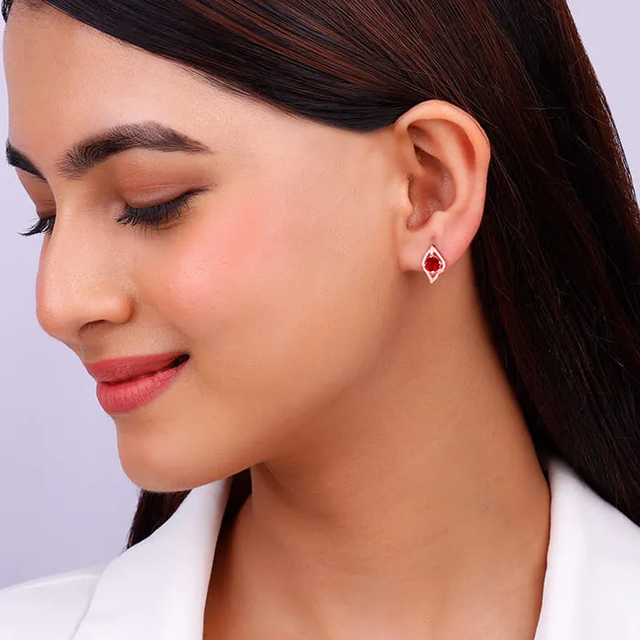 Rose Gold Falling Dew in Red Earrings Giva