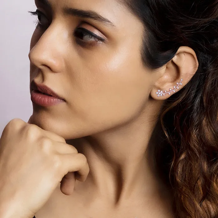 Rose Gold Floral Branch Ear Cuffs Giva