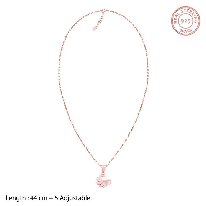 Rose Gold Graceful Swan Pendant With Link Chain Giva
