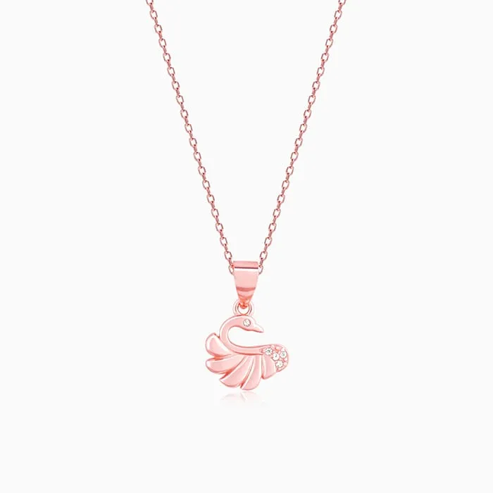 Rose Gold Graceful Swan Pendant With Link Chain Giva