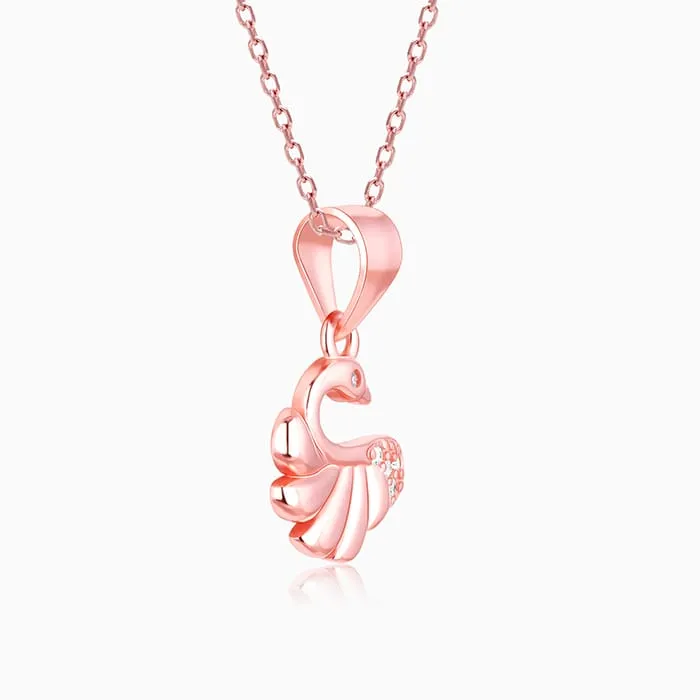Rose Gold Graceful Swan Pendant With Link Chain Giva