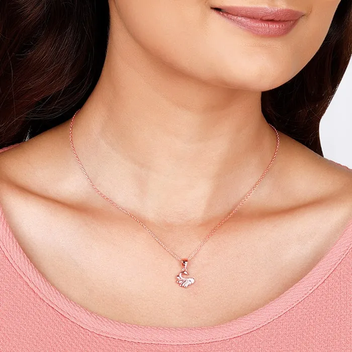 Rose Gold Graceful Swan Pendant With Link Chain Giva