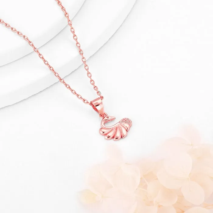 Rose Gold Graceful Swan Pendant With Link Chain Giva