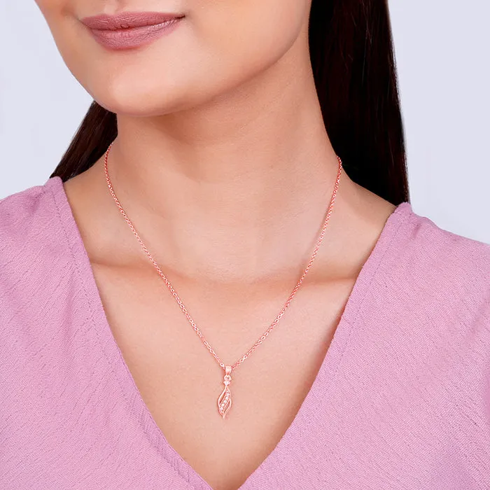 Rose Gold Leaflet Pendant With Link Chain Giva