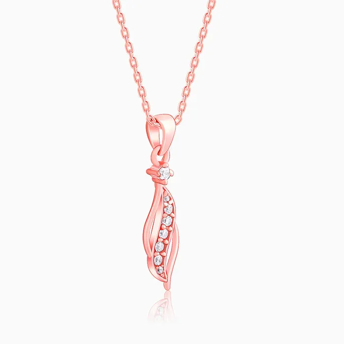 Rose Gold Leaflet Pendant With Link Chain Giva