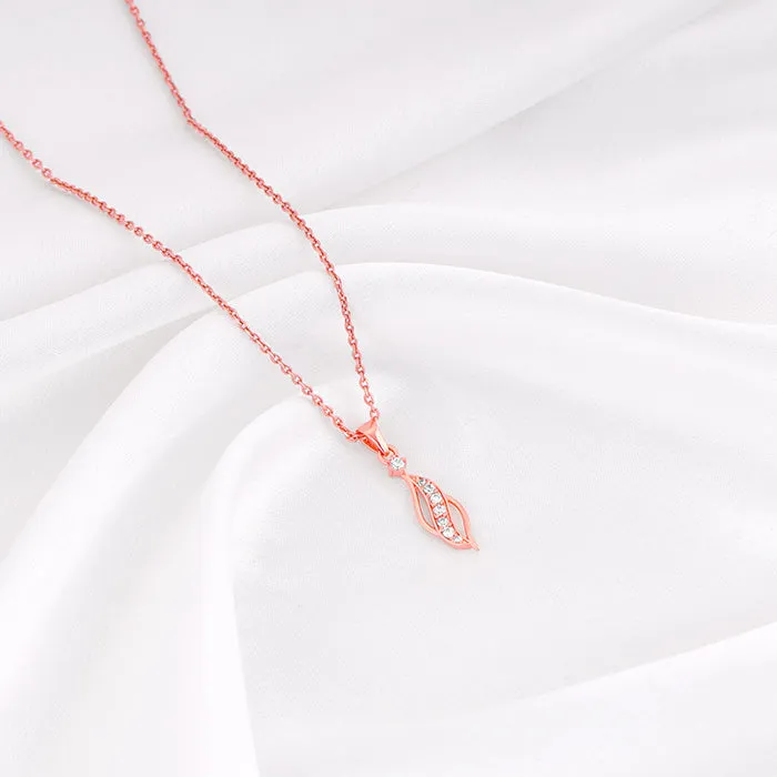 Rose Gold Leaflet Pendant With Link Chain Giva
