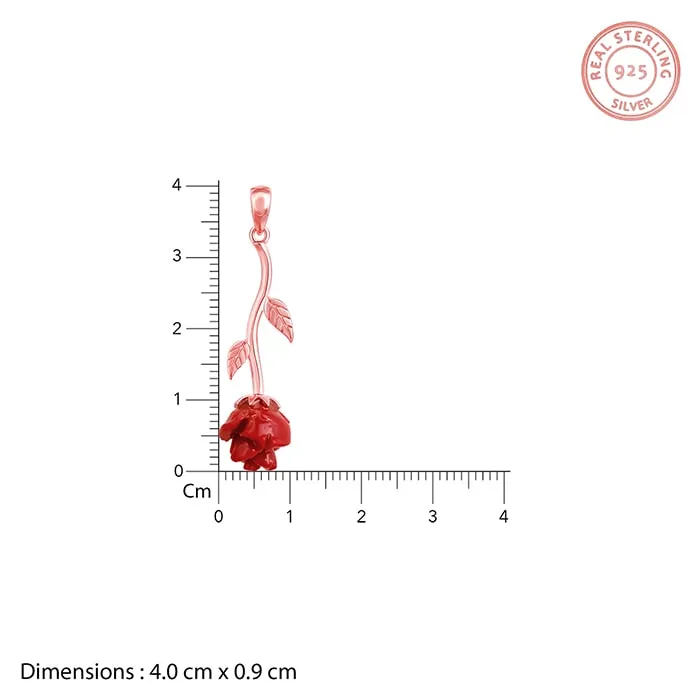 Rose Gold Red Rose Pendant with Link Chain Giva