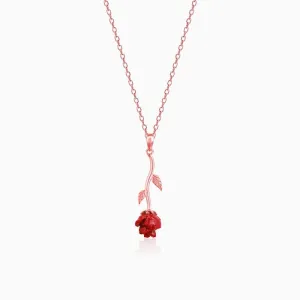 Rose Gold Red Rose Pendant with Link Chain Giva
