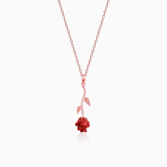 Rose Gold Red Rose Pendant with Link Chain Giva