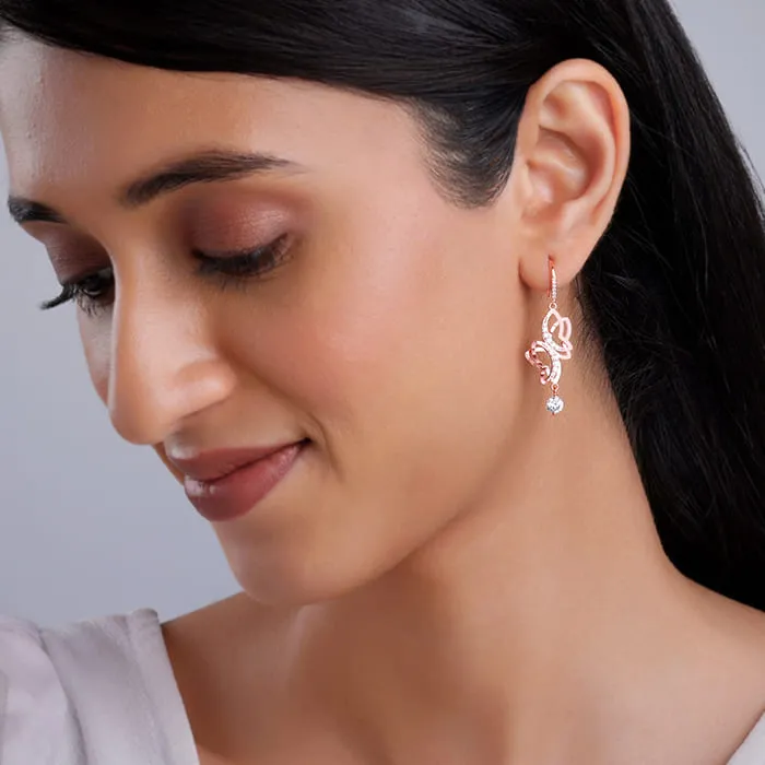 Rose Gold Shining Butterfly Earrings Giva