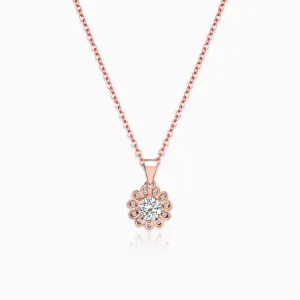 Rose Gold Sun Flower Pendant with Link Chain Giva