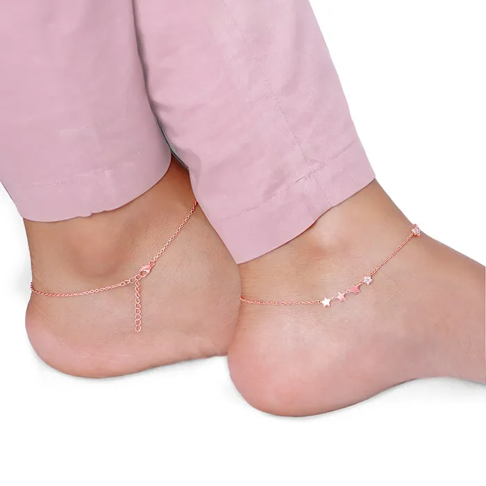 Rose Gold Tetrad Stars Anklet Giva