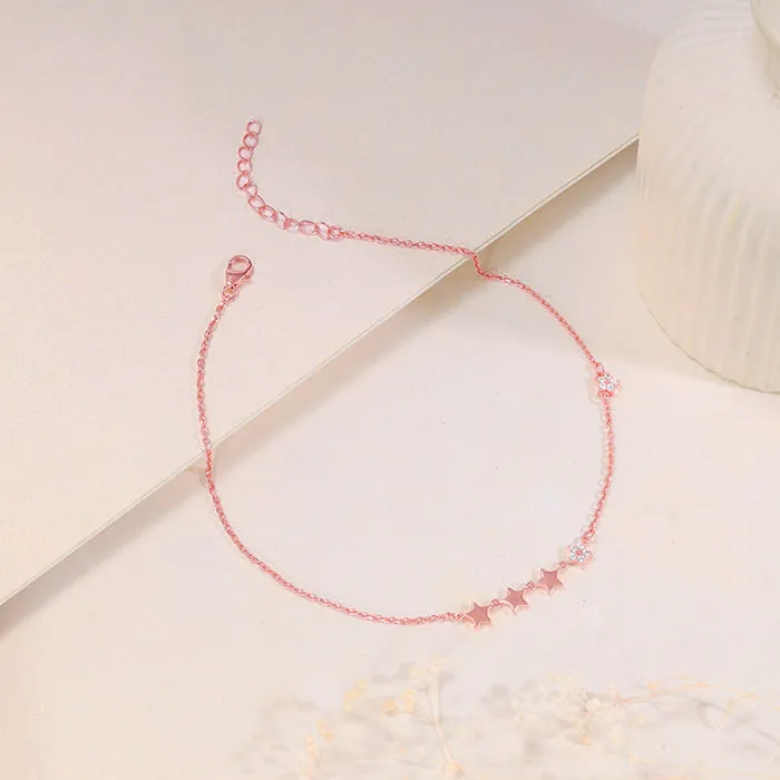 Rose Gold Tetrad Stars Anklet Giva