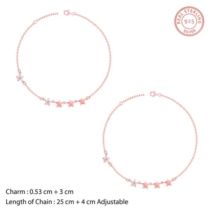 Rose Gold Tetrad Stars Anklet Giva