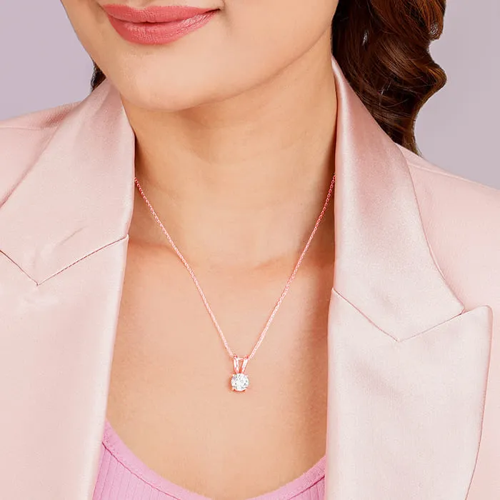 Rose Gold Zircon Pendant with Link Chain Giva