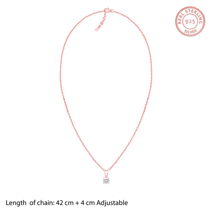 Rose Gold Zircon Pendant with Link Chain Giva