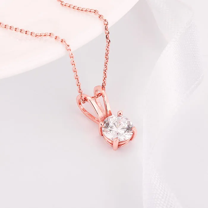 Rose Gold Zircon Pendant with Link Chain Giva