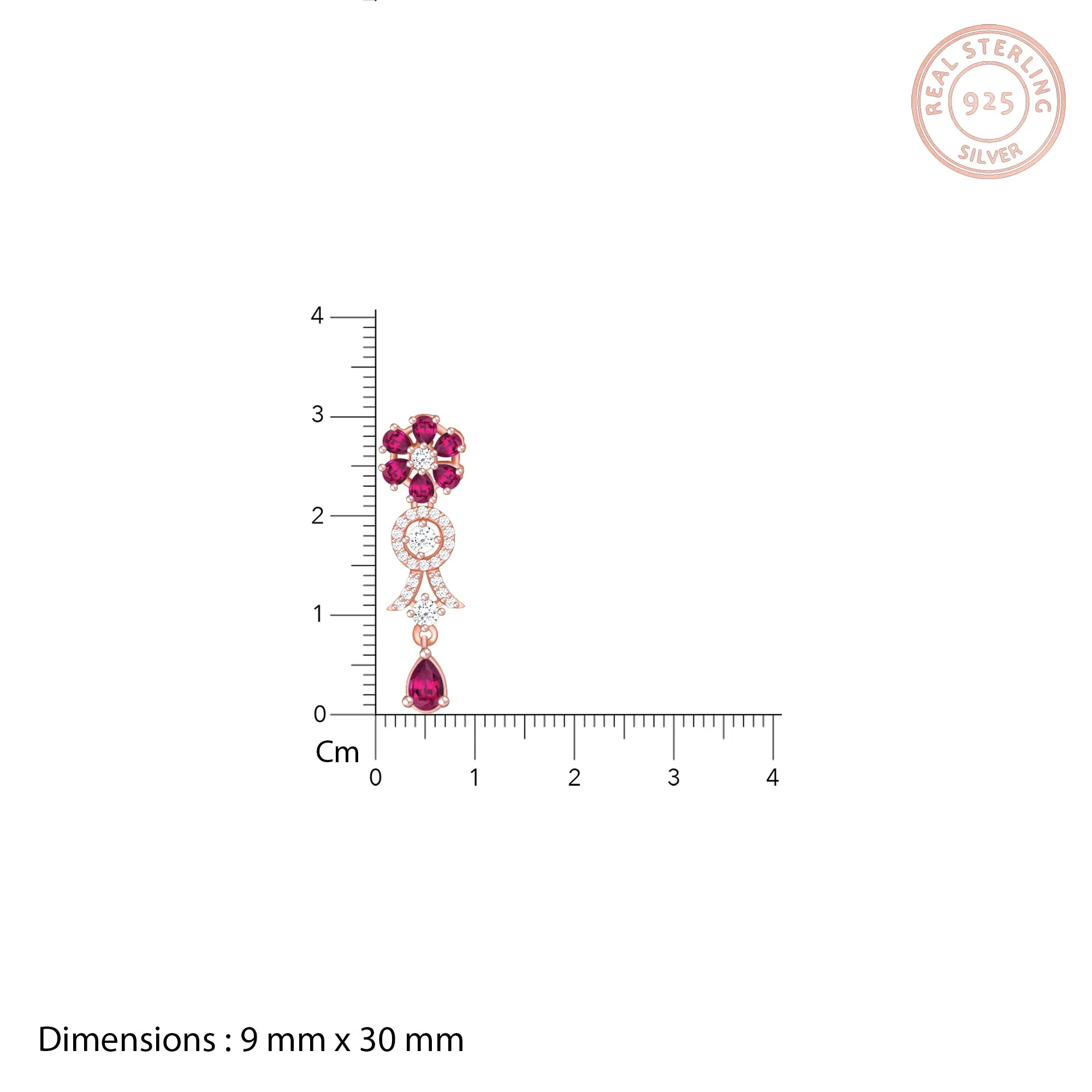 Rose Gold Zircon Pink Flower Drop Danglers Giva